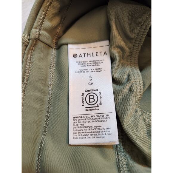 Athleta Women's Green Solid High Rise Run With It 4.5" Athletic Short Size Small - Picture 4 of 7
